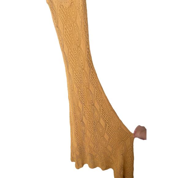 Ronny Kobo Alonia Maxi Dress Medium Gold Yellow Crochet Knit Boho Resort Travel - Picture 7 of 15